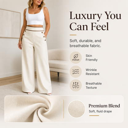 ⌛Limited-Time 50% Off🛍️Women's High-Waisted, Highly Stretchy Wide-Leg Pants with Contrast-Color Piping