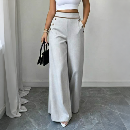 ⌛Limited-Time 50% Off🛍️Women's High-Waisted, Highly Stretchy Wide-Leg Pants with Contrast-Color Piping