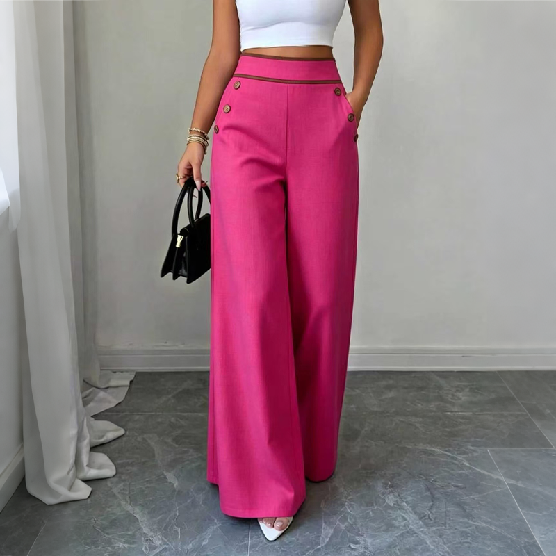 ⌛Limited-Time 50% Off🛍️Women's High-Waisted, Highly Stretchy Wide-Leg Pants with Contrast-Color Piping