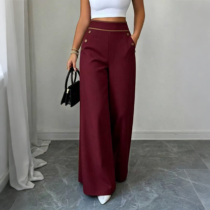 ⌛Limited-Time 50% Off🛍️Women's High-Waisted, Highly Stretchy Wide-Leg Pants with Contrast-Color Piping