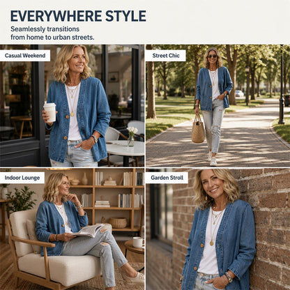 ⏰️Limitied-TTime Special !!🌸Women's Casual Collarless Button Cardigan Jacket