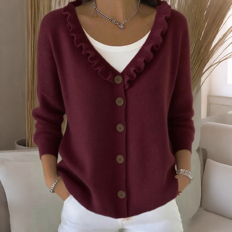 🌸Hot Sale 40% OFF💖Women's Ruffle Collar Knit Cardigan