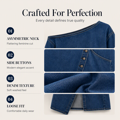 📢📢LIMITED-TIME 35%!!! ✨Newest 2026 Model🛍️Fresh Drop - Denim Off-Shoulder Dress – Relaxed Fit & Trendy Cut