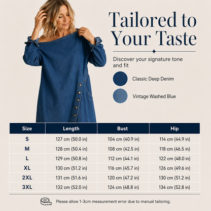📢📢LIMITED-TIME 35%!!! ✨Newest 2026 Model🛍️Fresh Drop - Denim Off-Shoulder Dress – Relaxed Fit & Trendy Cut