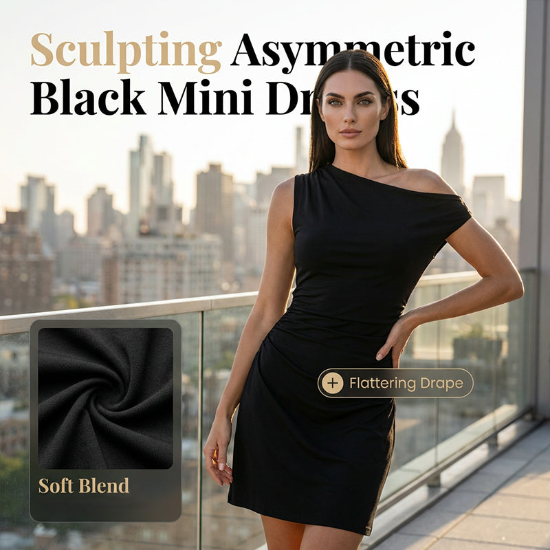 ⏳Time-Limited Special⏰ One-Shoulder Ruched Mini Dress
