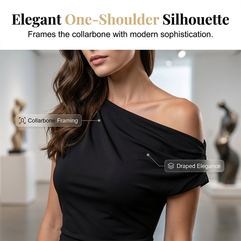 📢📢Time-Limited 50 Off !!⏰ One-Shoulder Ruched Mini Dress