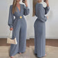 ⌛Limited-Time Discount !☀️New Arrivals - V-Neck Belted Jumpsuit with Flowing Wide-Leg