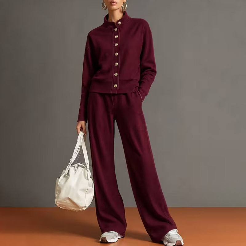 🌸Hot Sale 50% OFF & FREE SHIPPING✈️💖Women's Button-Down Cardigan & Wide-Leg Pants Set