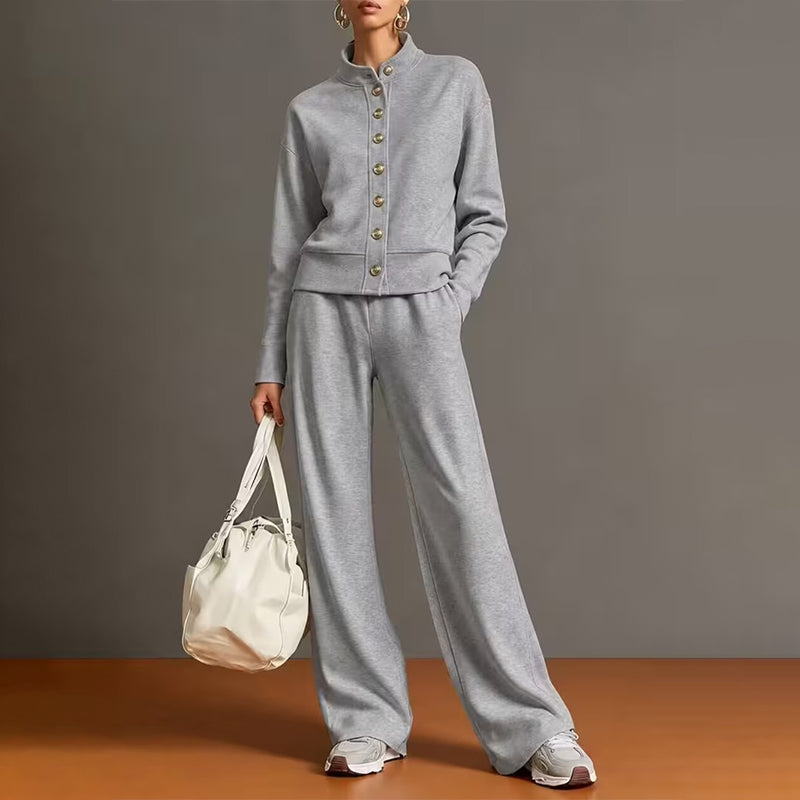 🌸Hot Sale 50% OFF & FREE SHIPPING✈️💖Women's Button-Down Cardigan & Wide-Leg Pants Set