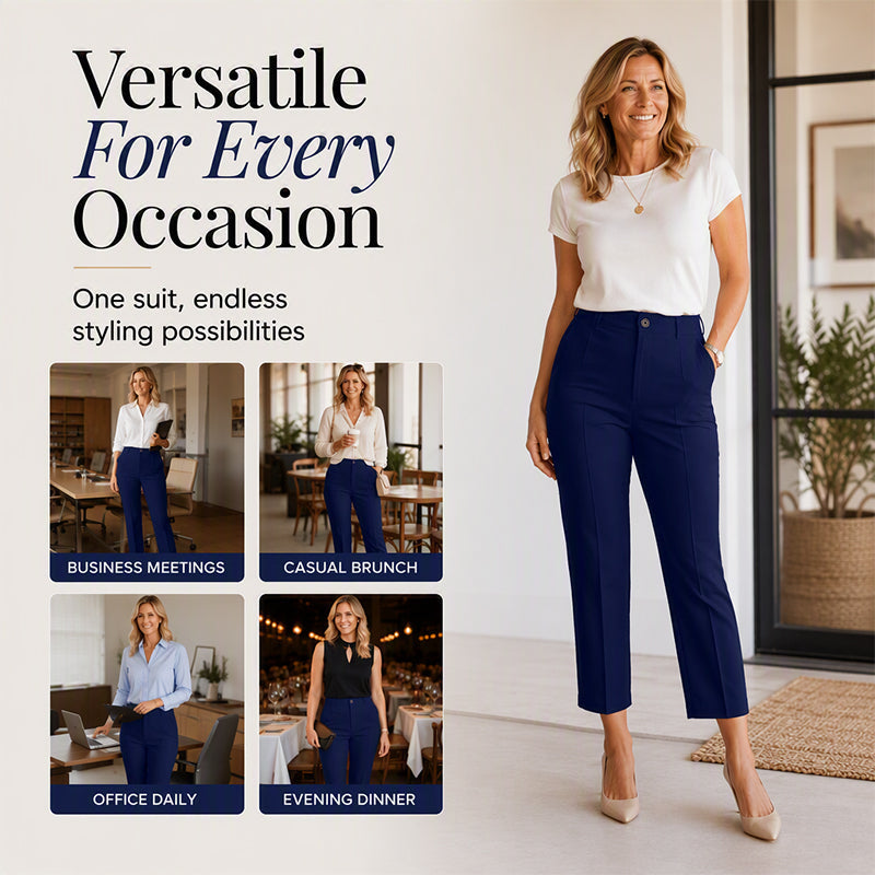 ⌛Limited-time offer-Women's High Waisted Cropped Suit Pants
