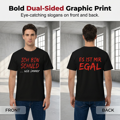 Funny German Slogan Men's Black T-Shirt Casual Short Sleeve Crew Neck Top