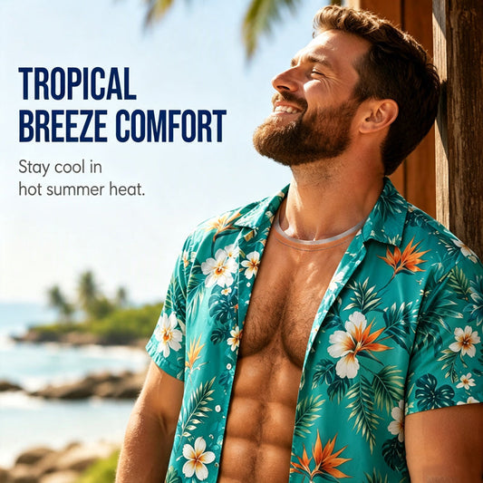 🎁2026 New Arrivals Free Shipping💥Men Hawaiian Shirt Tropical Floral Print Short Sleeve Casual Beach Button Down Shirt