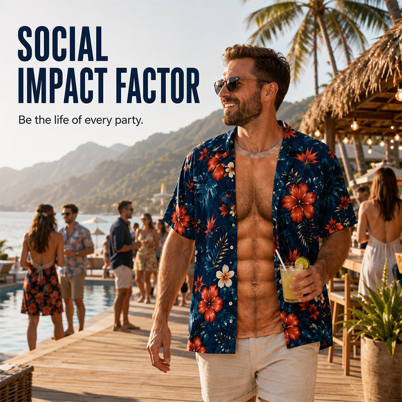 🎁2026 New Arrivals Free Shipping💥Men Hawaiian Shirt Tropical Floral Print Short Sleeve Casual Beach Button Down Shirt