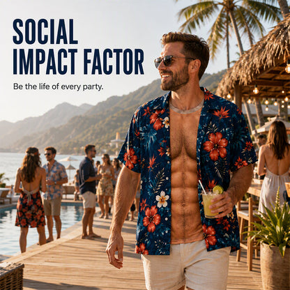 🎁2026 New Arrivals Free Shipping💥Men Hawaiian Shirt Tropical Floral Print Short Sleeve Casual Beach Button Down Shirt