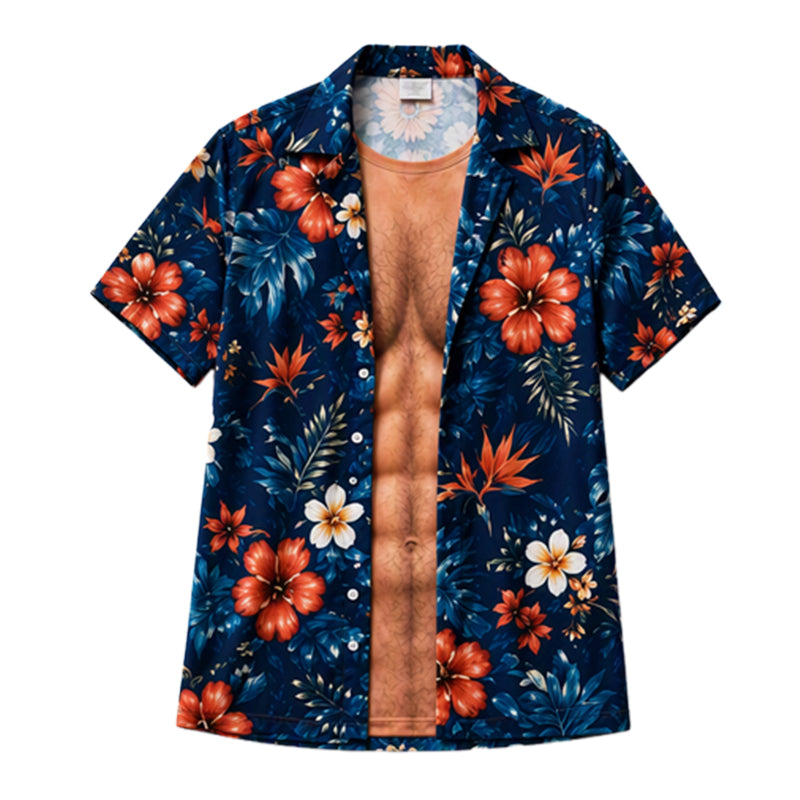 🎁2026 New Arrivals Free Shipping💥Men Hawaiian Shirt Tropical Floral Print Short Sleeve Casual Beach Button Down Shirt