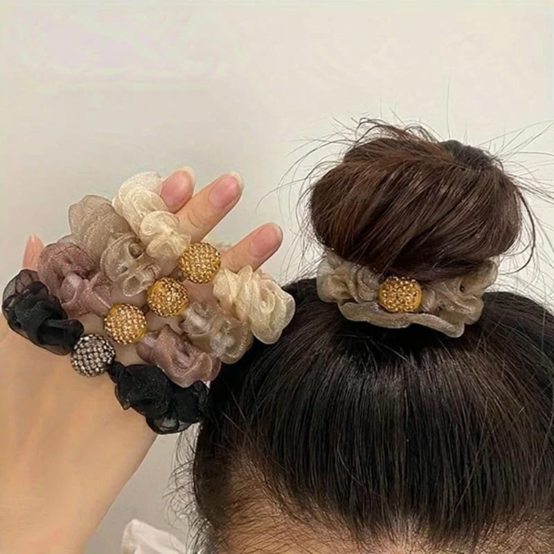 🔥🎁 New Arrival: Elegant Rhinestone Mesh Hair Ties