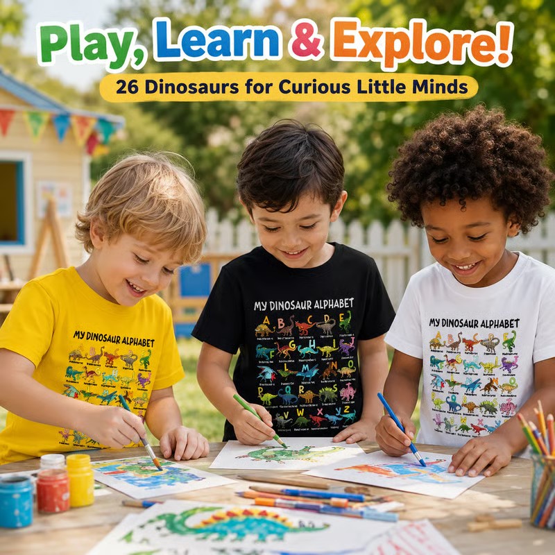 🥳2026 HOT SALE🥳💞Kids Dinosaur Alphabet Graphic T-Shirt