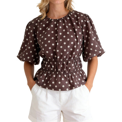 🛍️ 50% Off – Women's Polka-Dot Top – fitted cut, 3/4 sleeves & versatile – for modern everyday style 🌸