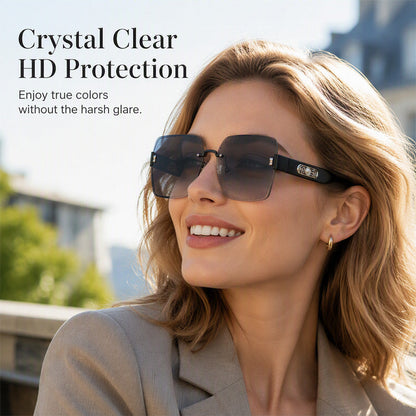 🕶️ -50% OFF! ✨ Women's Rimless Square Sunglasses – HD UV400 Resin & Metal – Oversized Design with Decorative Pearls for a Chic Urban Look 💎