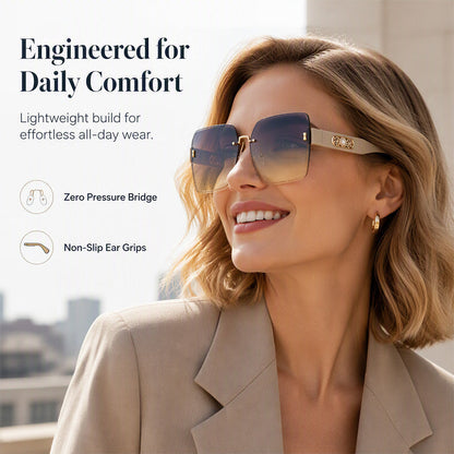 🕶️ -50% OFF! ✨ Women's Rimless Square Sunglasses – HD UV400 Resin & Metal – Oversized Design with Decorative Pearls for a Chic Urban Look 💎