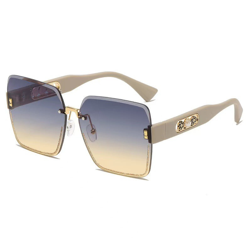 🕶️ -50% OFF! ✨ Women's Rimless Square Sunglasses – HD UV400 Resin & Metal – Oversized Design with Decorative Pearls for a Chic Urban Look 💎
