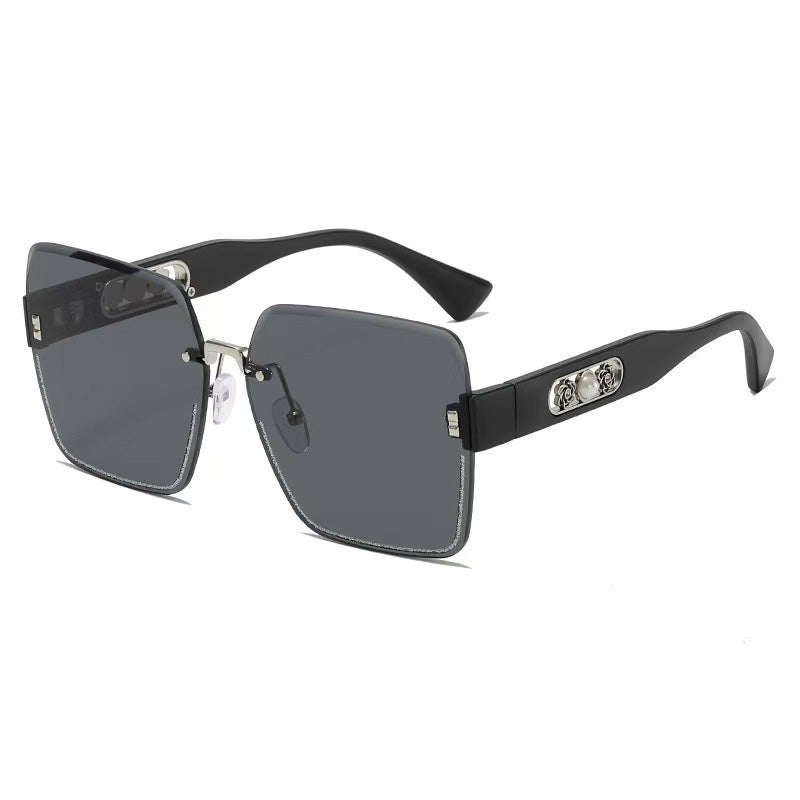 🕶️ -50% OFF! ✨ Women's Rimless Square Sunglasses – HD UV400 Resin & Metal – Oversized Design with Decorative Pearls for a Chic Urban Look 💎