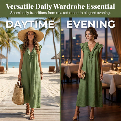 📢📢2026 HOT SALE !!🔥Women's Casual Sleeveless V-Neck Ruffle Dress