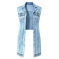 📢📢2026 HOT SALE !!🔥Women Sleeveless High Slit Denim Vest Dress Longline Jean Jacket