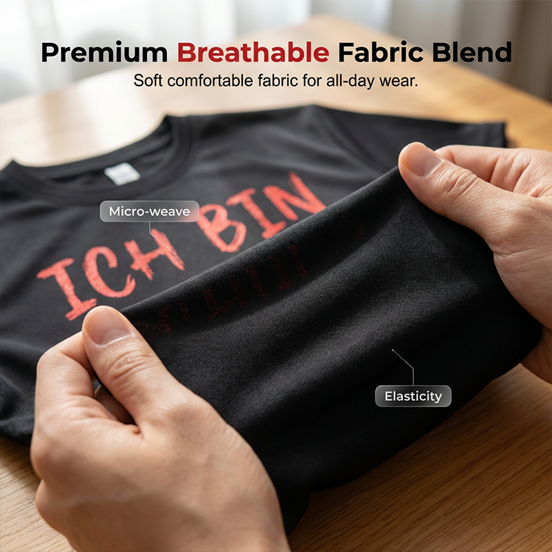 🔥2026 Bestseller🔥Funny German Slogan Men's Black T-Shirt Casual Short Sleeve Crew Neck Top