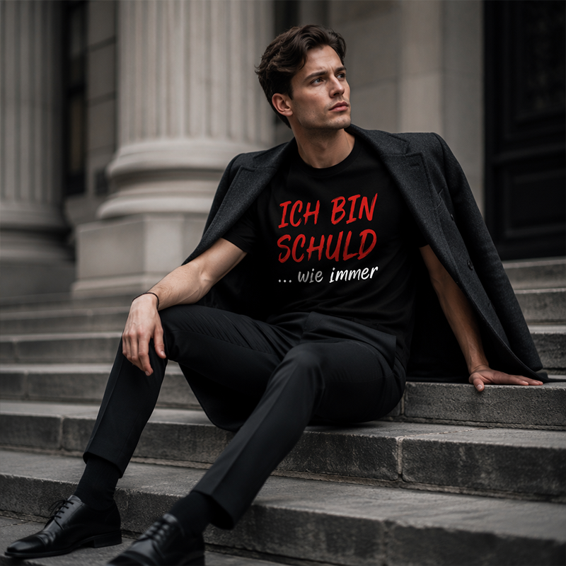 🔥2026 Bestseller🔥Funny German Slogan Men's Black T-Shirt Casual Short Sleeve Crew Neck Top