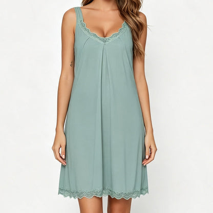 🥳2026 HOT SALE🥳💞Women's Lace V-Neck Nightdress Loose Modal Slip Sleepwear