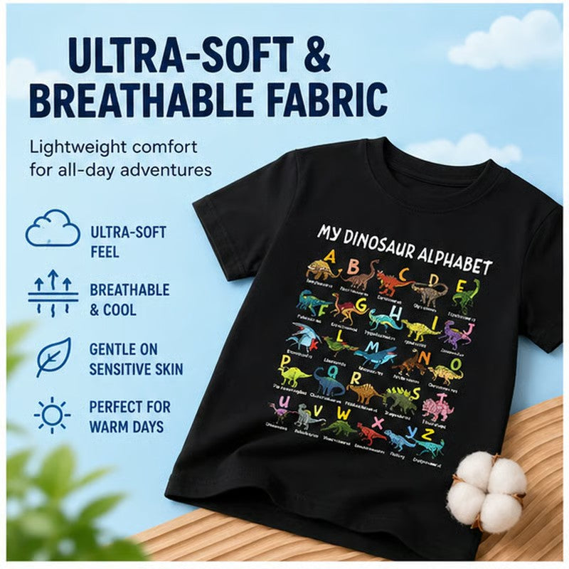 🔥2026 Bestseller🔥Kids Dinosaur Alphabet Graphic T-Shirt