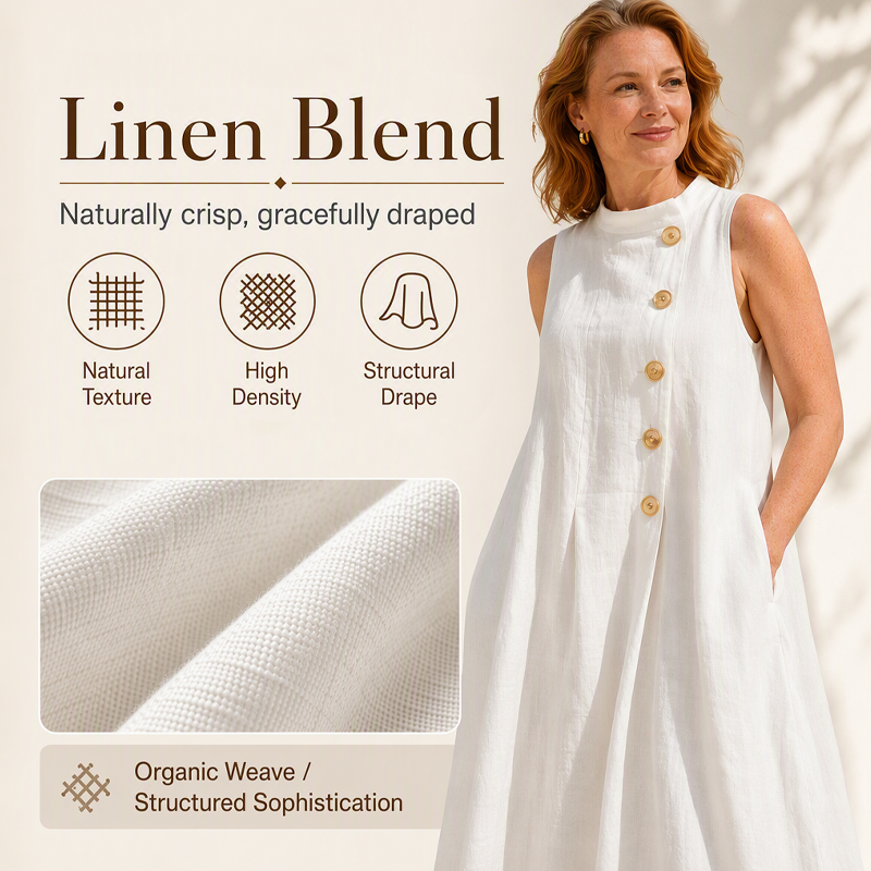 ✨Women's Chic Sleeveless Button Maxi Dress – Elegant Flowing Fit For Effortless Everyday Style🤍