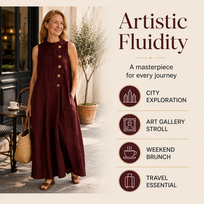 ✨Women's Chic Sleeveless Button Maxi Dress – Elegant Flowing Fit For Effortless Everyday Style🤍
