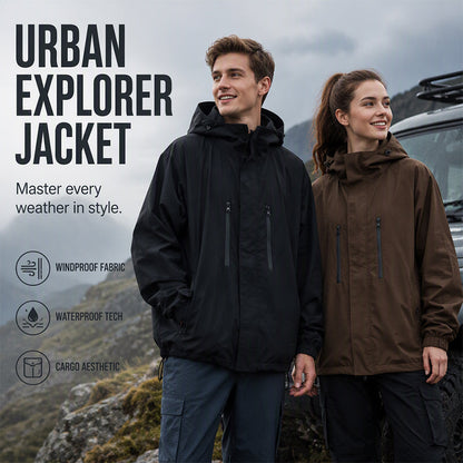 📢📢2026 HOT SALE FREE SHIPPING!!🔥Windproof Hooded Cargo Jacket Waterproof Outdoor Streetwear Coat