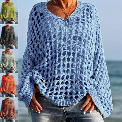🥳2026 HOT SALE🥳💞Women’s Casual Solid Color Crochet Knit Top
