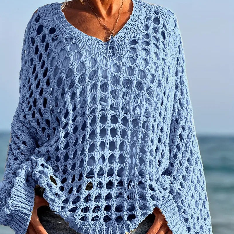 🥳2026 HOT SALE🥳💞Women’s Casual Solid Color Crochet Knit Top