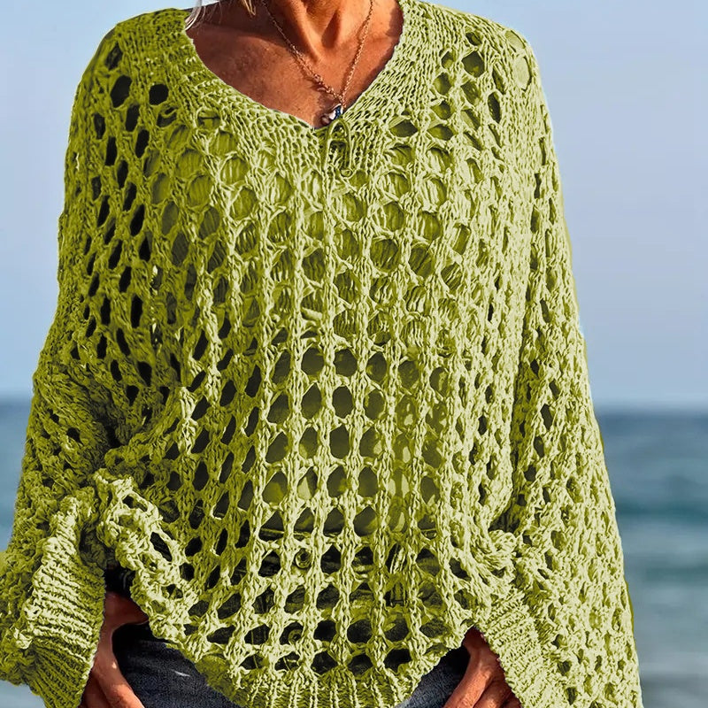 🥳2026 HOT SALE🥳💞Women’s Casual Solid Color Crochet Knit Top