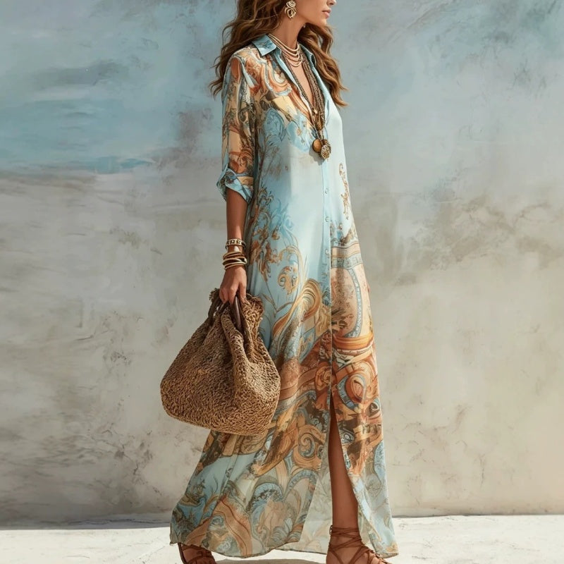 📢📢2026 HOT SALE FREE SHIPPING!!🔥Women's Elegant Retro Print Maxi Dress