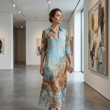 📢📢2026 HOT SALE FREE SHIPPING!!🔥Women's Elegant Retro Print Maxi Dress