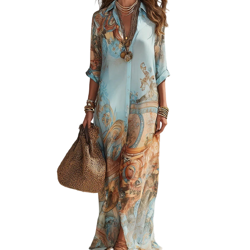 📢📢2026 HOT SALE FREE SHIPPING!!🔥Women's Elegant Retro Print Maxi Dress