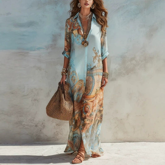 📢📢2026 HOT SALE FREE SHIPPING!!🔥Women's Elegant Retro Print Maxi Dress