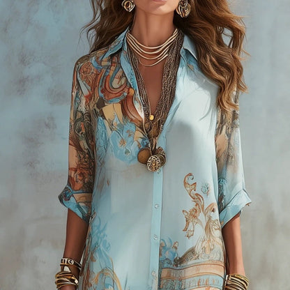 📢📢2026 HOT SALE FREE SHIPPING!!🔥Women's Elegant Retro Print Maxi Dress