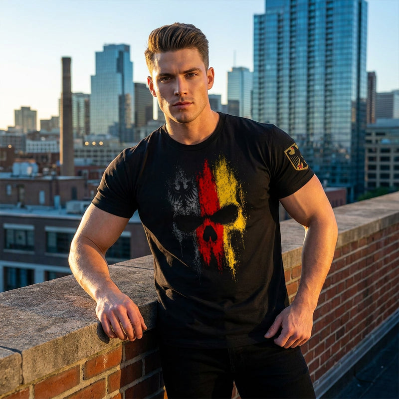 Men's German Flag Skull T-Shirt