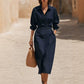 🛍️2026 New Arrival👗Women's Lapel Wrap Midi Shirt Dress with Pockets