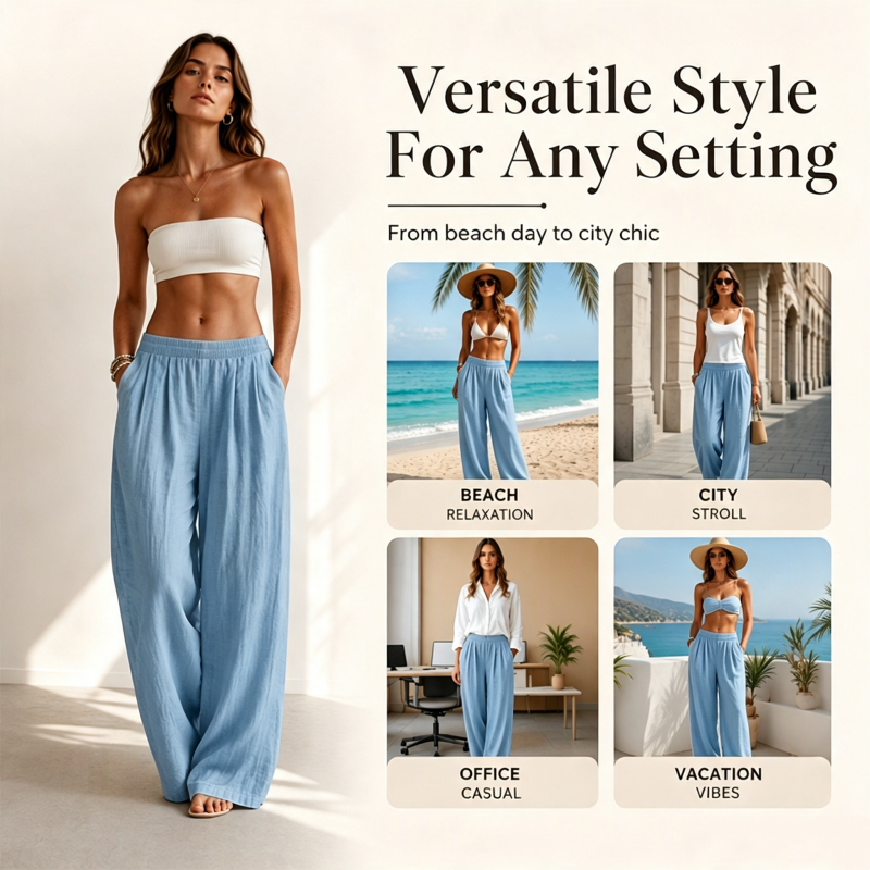 💥 Flash Sale! 2026 New Arrivals 50% OFF 🏃‍♀️Women's Elastic Waist Wide-Leg Pants