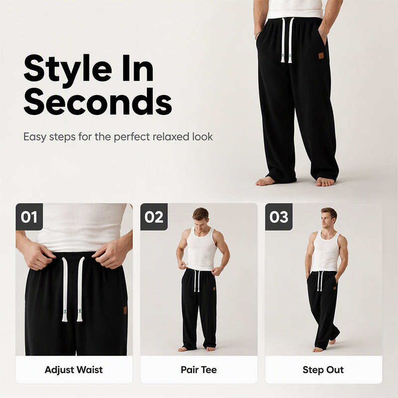 🚨 2026 New Arrivals | 50% OFF & FREE SHIPPING!  🛍️ Men's Casual Wide Leg Sweatpants-Soft Fabric,Relaxed Fit, Adjustable Waist
