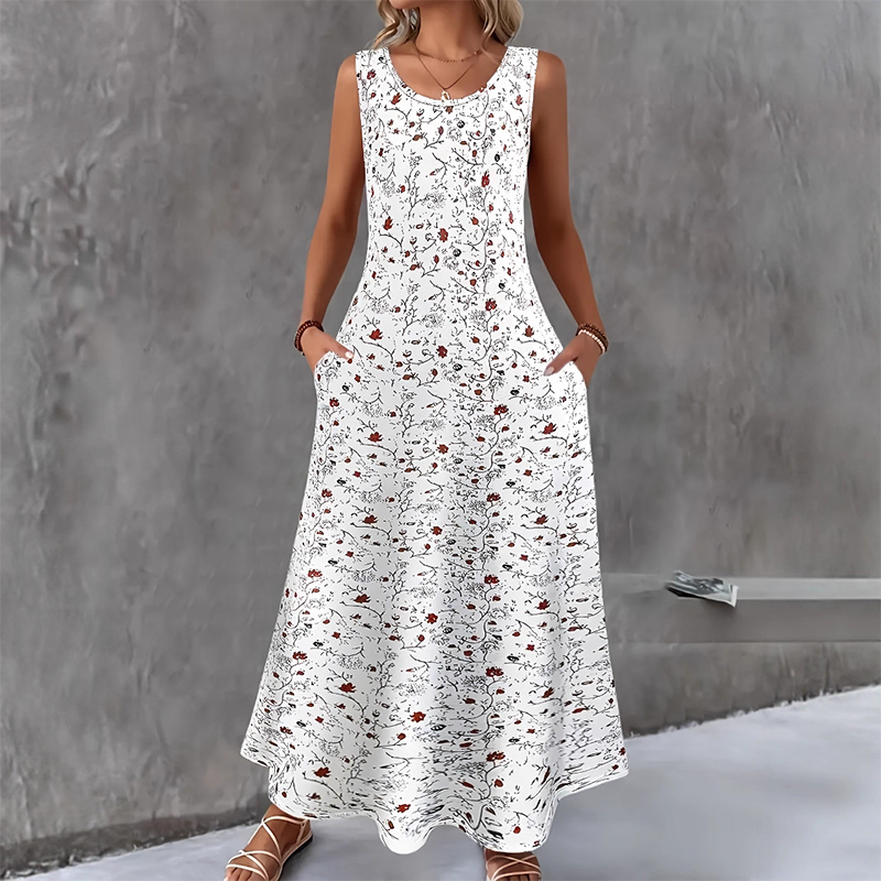🥳2026 HOT SALE🥳💞Women's Floral Print Sleeveless Maxi Dress with Pockets