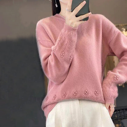 📢📢LIMITED-TIME SPECIAL!!💖【S-XL】Women's Retro Solid Color Crewneck Knit Sweater