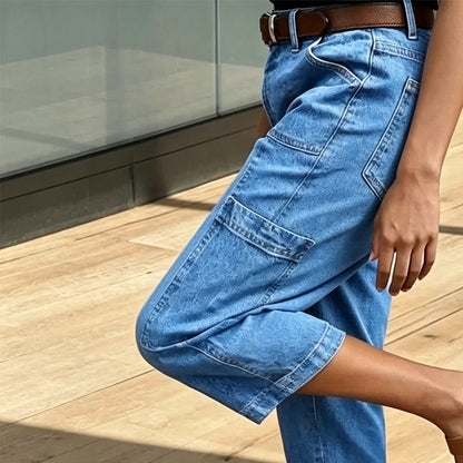 👖 LIMITED-TIME 35% OFF! ✨ Women's Casual Stretchy Cropped Denim Pants – Barrel Fit, Mid-Waist, Multi-Pockets 🌿